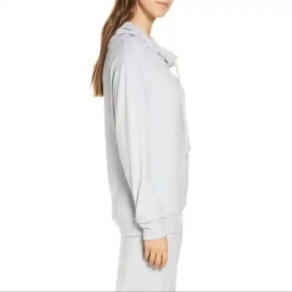 Nordstrom Women Gray Funnel Neck Drawstring Long Sleeve Modal Blend Pullover : M - Picture 2 of 9